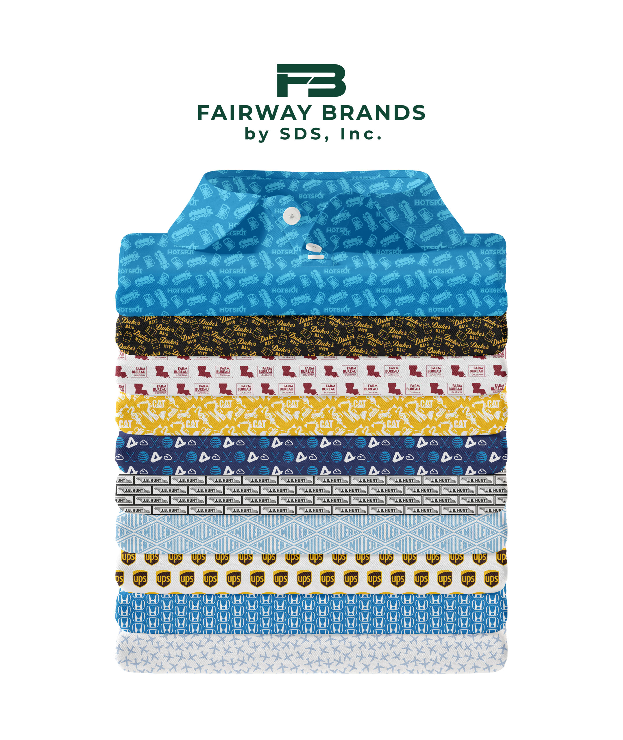 Fairway Brands custom polo shirt mockup showcasing personalized branding